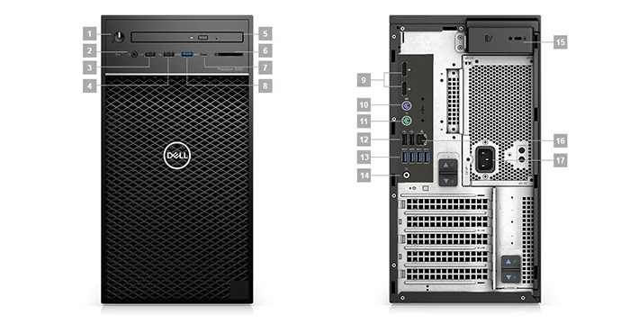 Workstation Dell Precision Tower 3640 70231768 - cổng kết nối